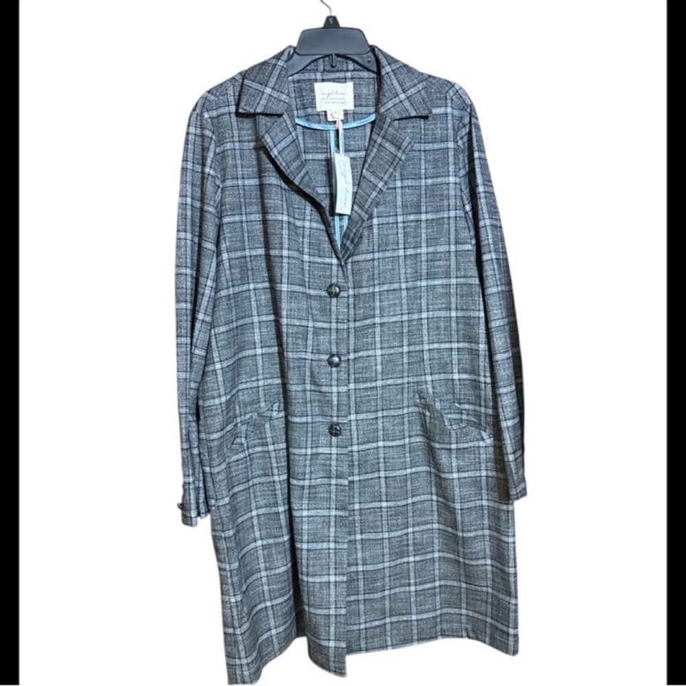 Evy’s Tree Gray Plaid Long Coat new size XL